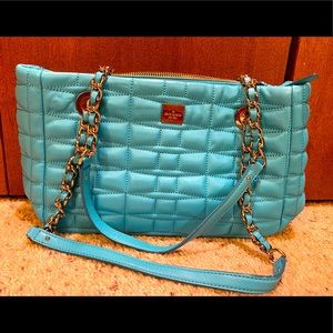 Kate Spade handbag. Aqua with gold accents.